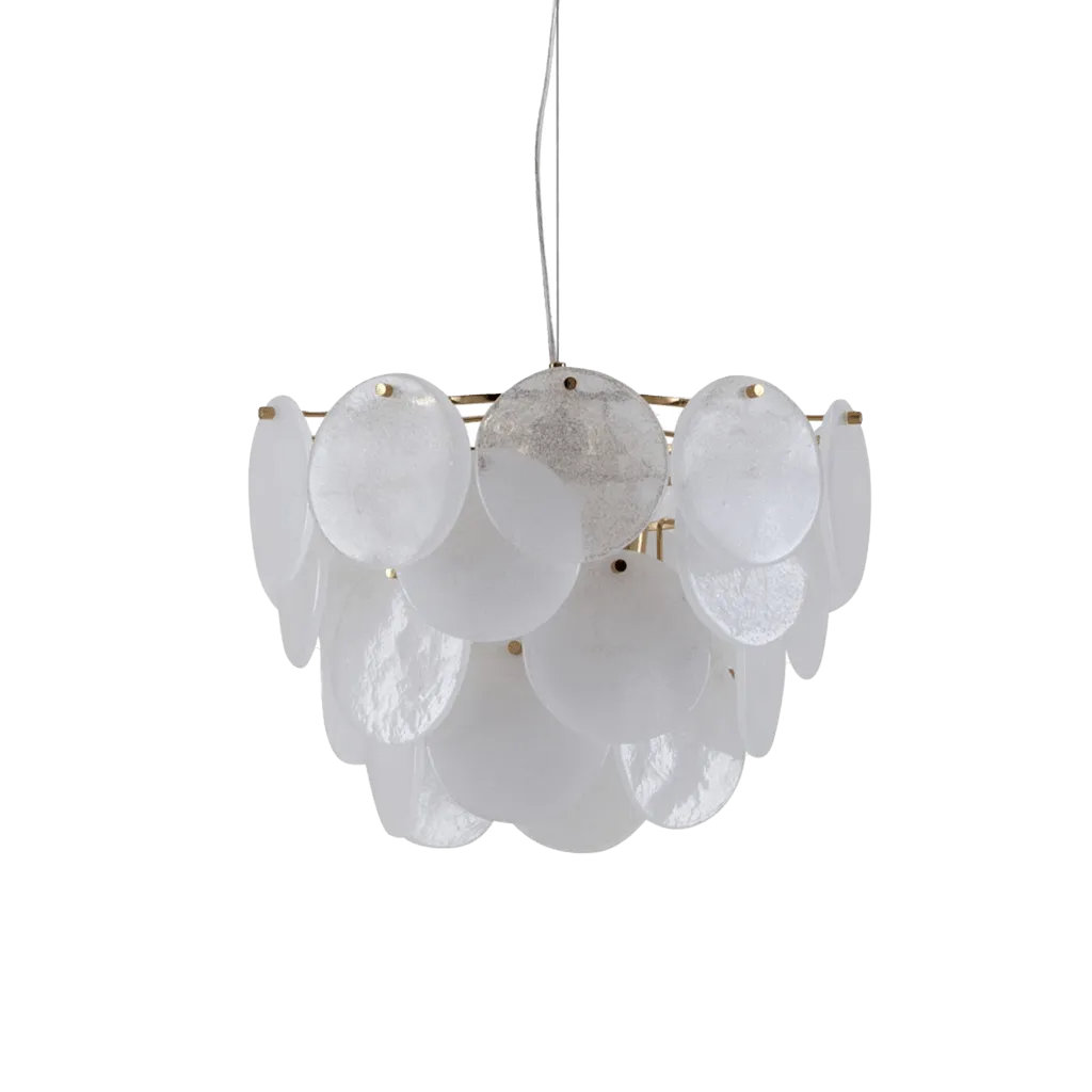 White Glass Disk Chandelier Ceiling Light