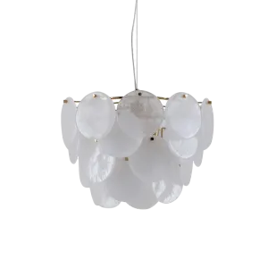 White Glass Disk Chandelier Ceiling Light