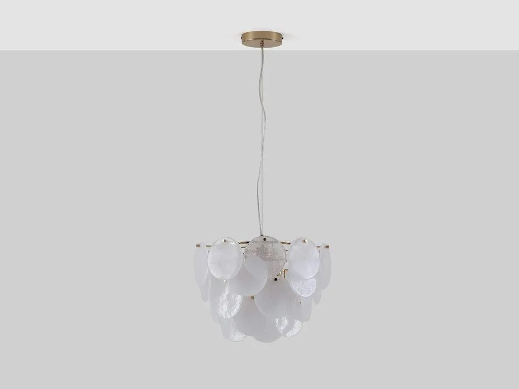 White Glass Disk Chandelier Ceiling Light