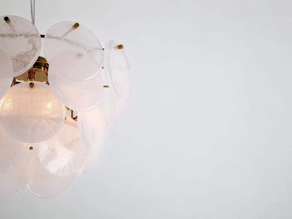 White Glass Disk Chandelier Ceiling Light