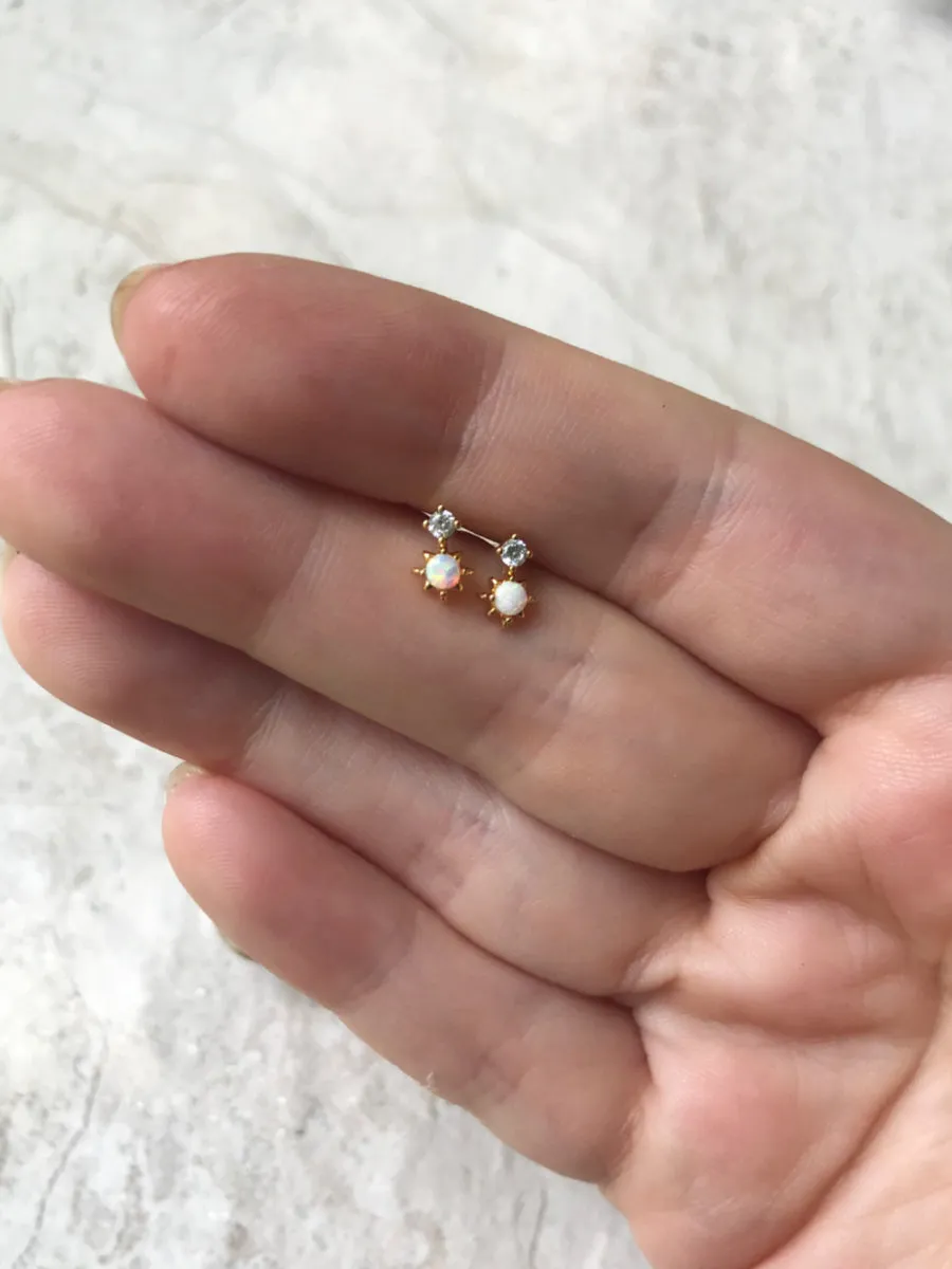 White Opal & CZ Burst Posts