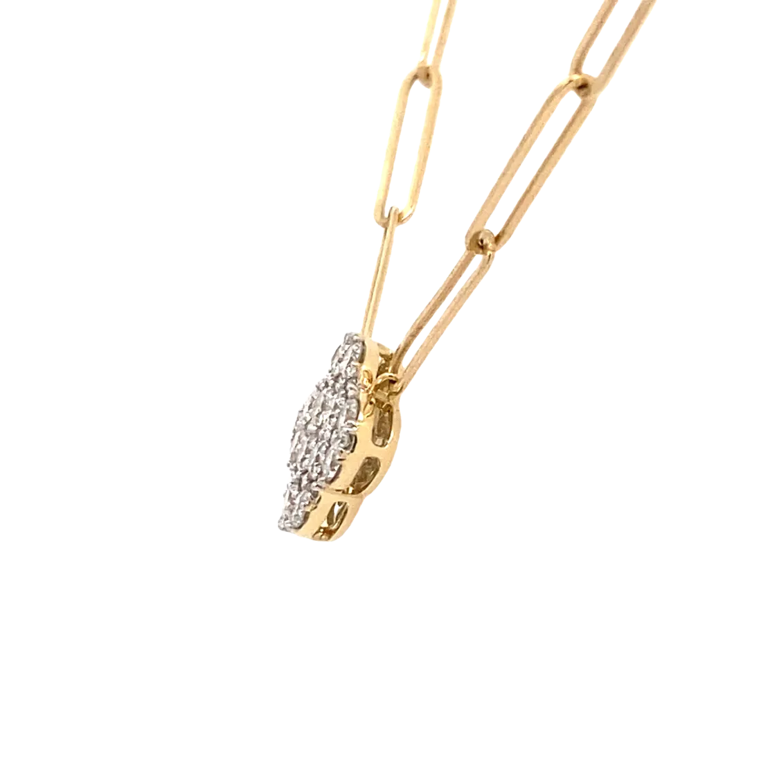 Yellow Gold Diamond Clover Shape Necklace