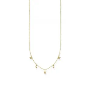 Yellow Gold Zirconia Star & Moon Necklace 45cm KE2074-414-14-L45v